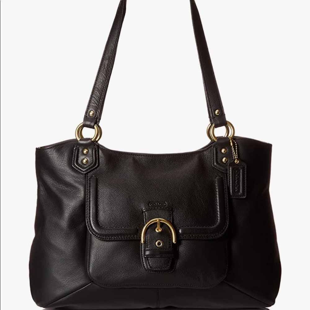 COACH Black leather shoulder tote bag